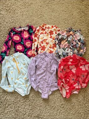 Carters and cotton on toddler one piece rash guard swimsuit size 4t